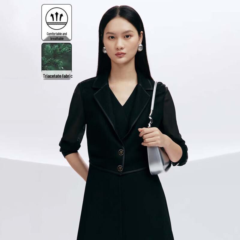 

JESSIE Women s Triacetate Slim-Fit Lapel Short Jacket S