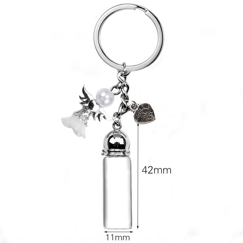 Chaveiro de Garrafa Vazia de Vidro Pingente Transparente Frascos de Óleos Essenciais Perfume Mini Garrafa dos Desejos Chaveiro Para Artesanato DIY