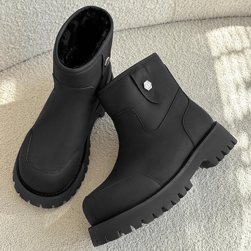 

Chelsea Snow Boots Winter Padded Cotton Shoes Platform British Martin Boots Women s size 36 чёрный