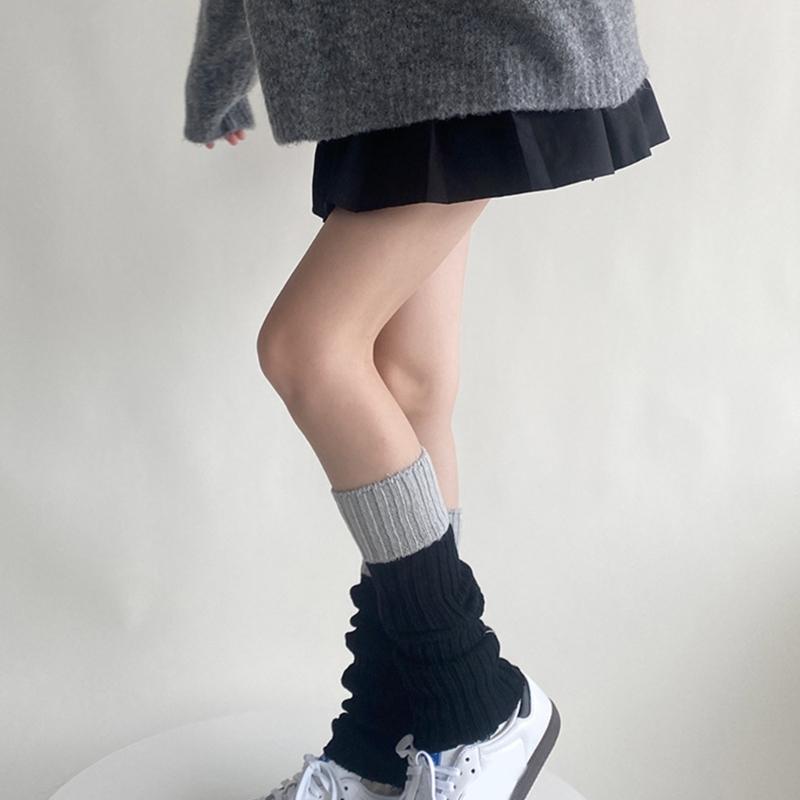 Campus Style Leg Warmers Gothic Knit Long Socks Leggings Gaiters Autumn Winter Cuffs Ankle Heaps Socks