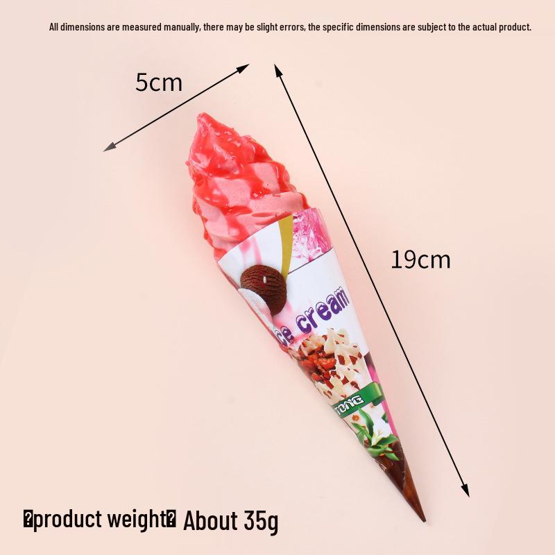 PU Ice Cream Magnet Torch - Crispy Cone Fake Sweet Ornament Decoration Prop