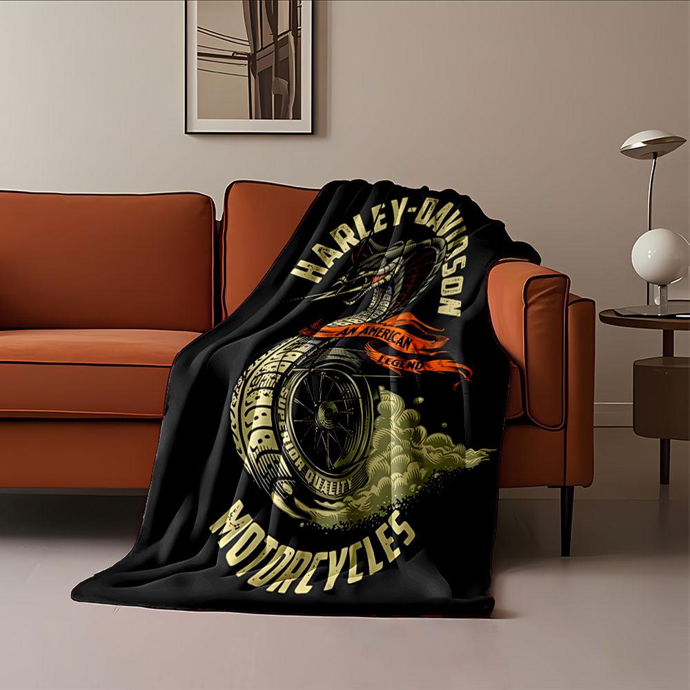 Harley-Davidson Schlangenlogo Decke für alle Jahreszeiten Decke Mittagspause Überwurf Geschenk