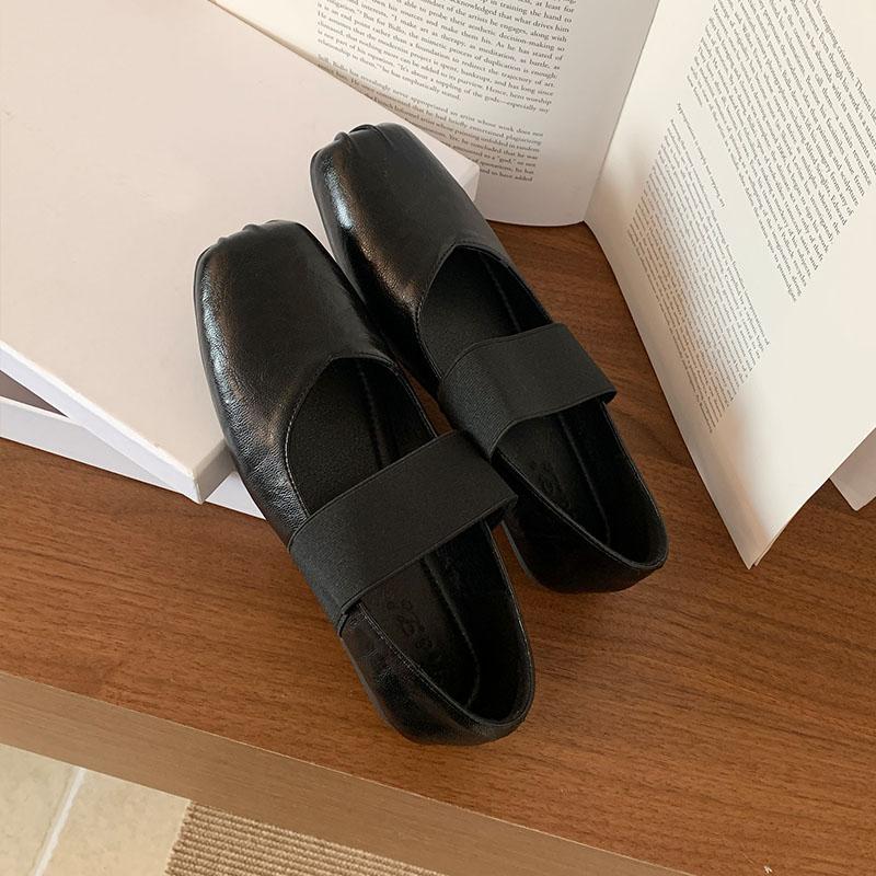 Fashion Fashion Elastic Band Ladies Mary Janes Flats Shoes Casual Female Square Toe Footwear Shallow Women Flats Slip On Shoes