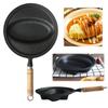 Cast Iron Frying Pan with Wood Handle Omurice Cooking Pot Non-Stick Pancake Mold Skillet Pan Anti-Scald for Home Kitchen