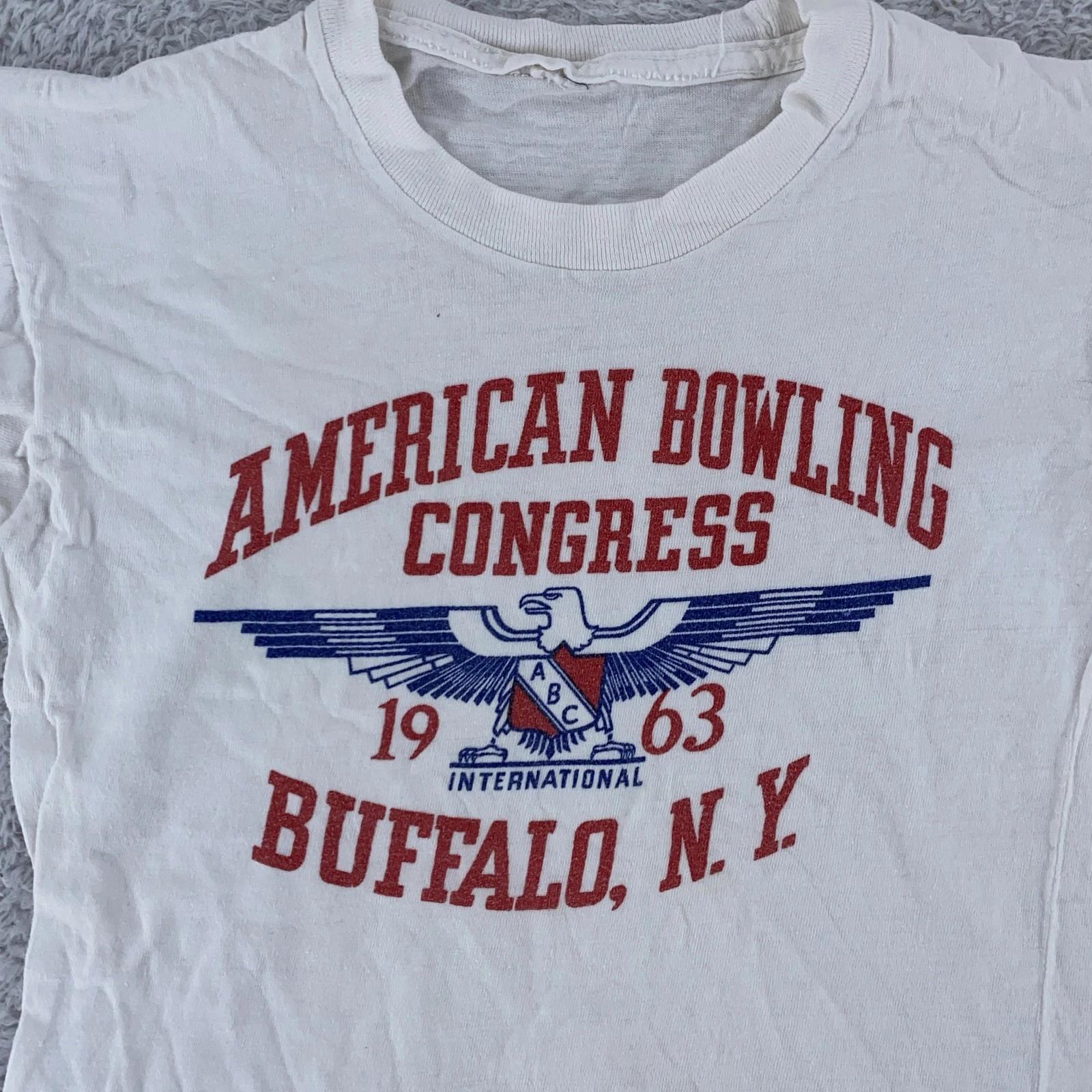 Vintage 1963 American Bowling Congress Shirt Mens XXXS Buffalo New York 60s 2XL
