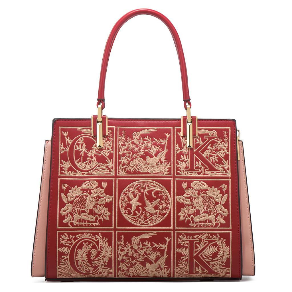Elegant red handbag for women, large capacity, 2024 new trendy shoulder bag, crossbody bag, mom bag, bridal wedding bag
