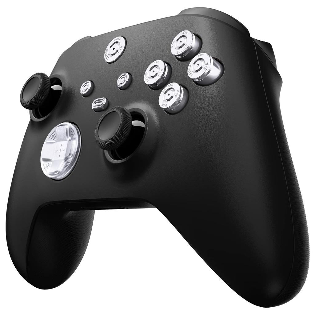 eXtremeRate Metal Red Buttons for Xbox Core Wireless Custom Accessory Kit for Xbox Series X S Aluminum Alloy ABXY and Home Key Replacement Parts