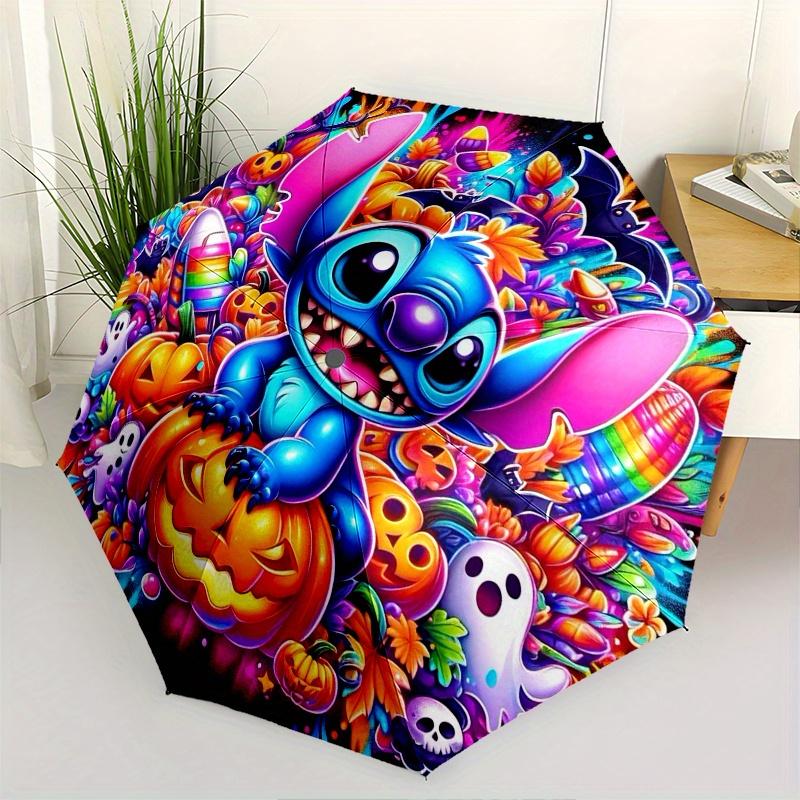 

Stitch,Halloween Automatic Umbrella - Tri-fold Portable Umbrella, Best Holiday Gift for Men and Women, Durable Iron Frame, Playful Design, S