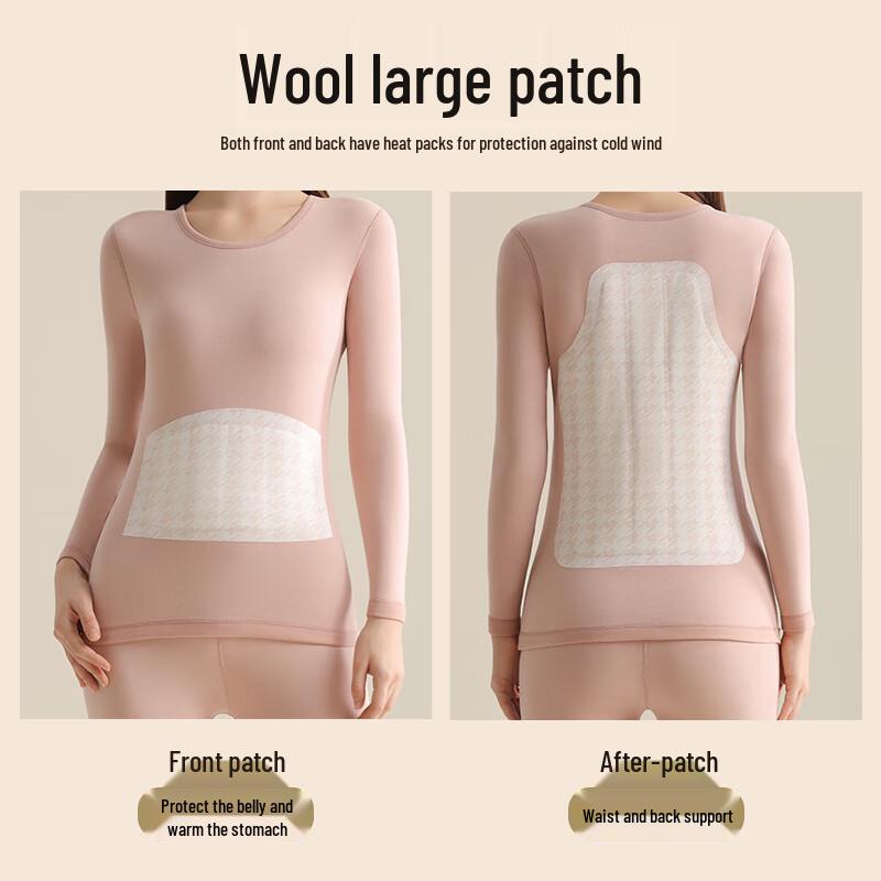 Gujin Women's Thermal Underwear Set with Wool Padding