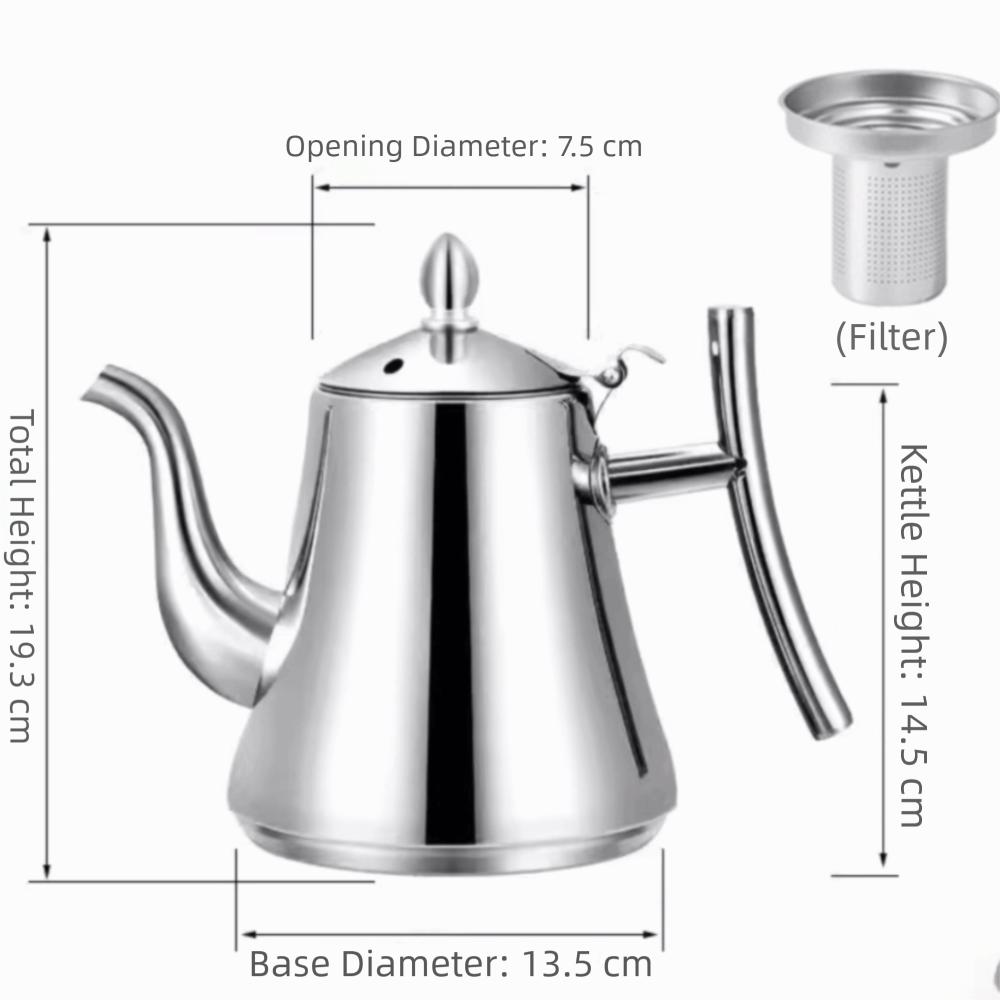Durable 2L/64.63oz Teapot With Filter Thickened Removable Infuser Gooseneck Pour Over Kettle Stainless Steel Teapot Home Kitchen