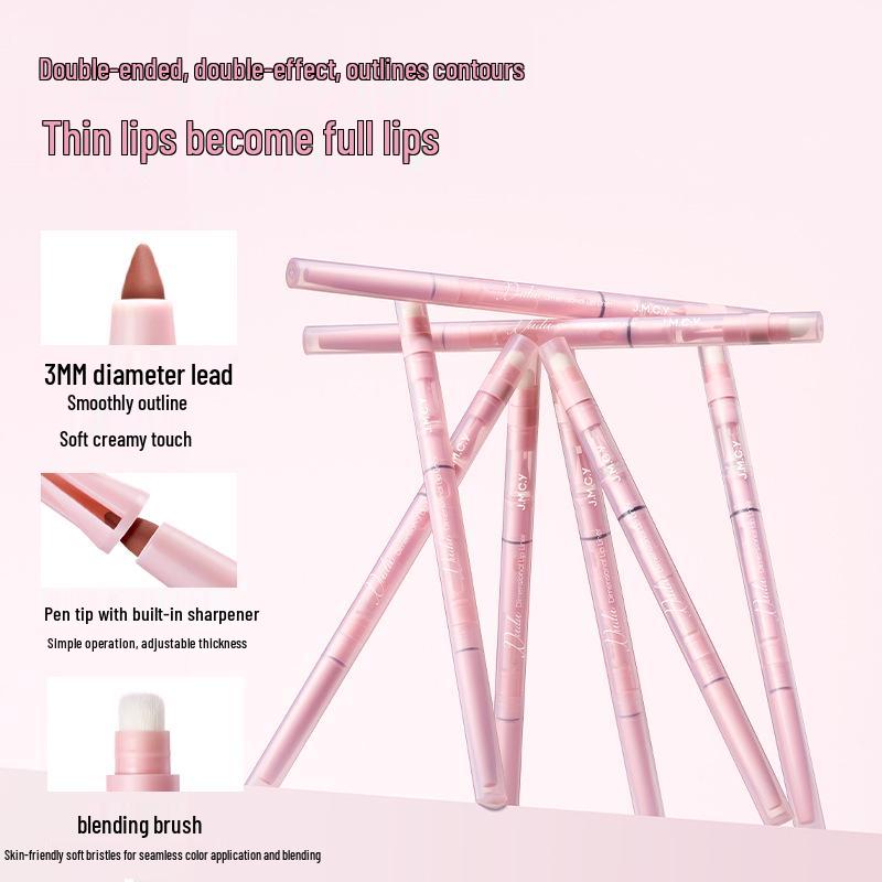 Jianmei Chuangyan Double-Ended Lip Liner Brush: Defines Shape, Plumps Lips, Waterproof, Long-lasting, No Fade, Nude Lipstick for Women.