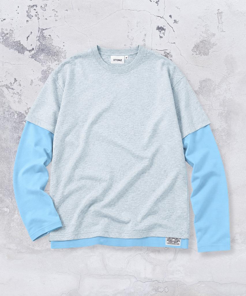 XTONZ Xtt166 Roll-Up Layered Crop Long Sleeve (Gray)