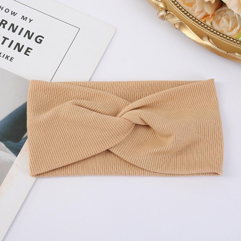 

Эластичные аксессуары для волос Женские Новые Вязаные Нитки Твист Тюрбан Повязка Однотонная Широкая Вязаная Узловая Повязка для волос для йоги Повязка на голову для йоги