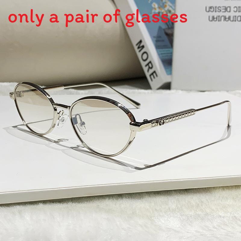 Euro Metal Oval Sunglasses With Uv400 Protection For Fashionable Summer Outings