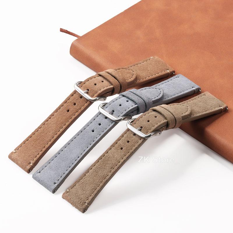 20mm 22mm Vintage Wildleder Uhrenarmband Rindsleder Naht Armband Sport Schnellverschluss Herren Damen Uhrenarmband Ersatz