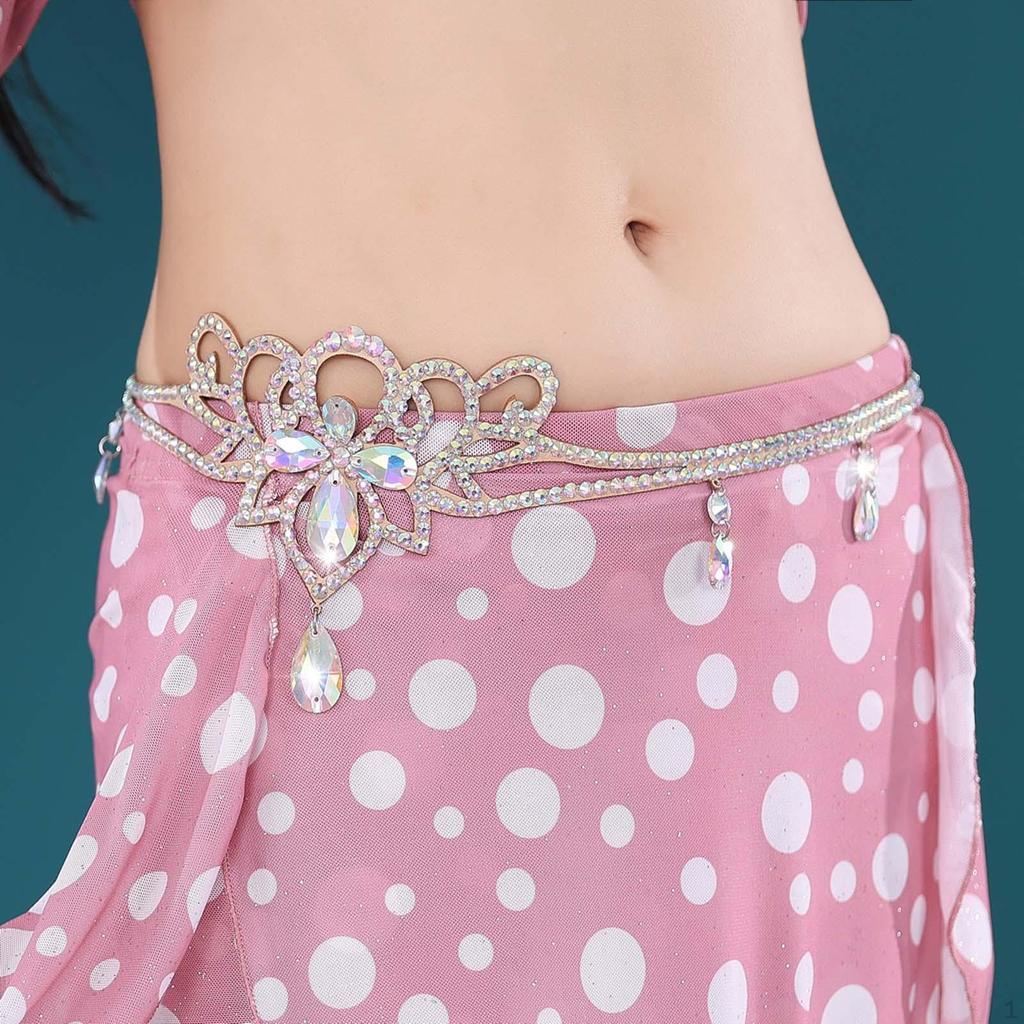 Fashion Women Waist Chain Belly Dancing Belt Rhinestone Body Jewelry Outfit Costume for Performance,