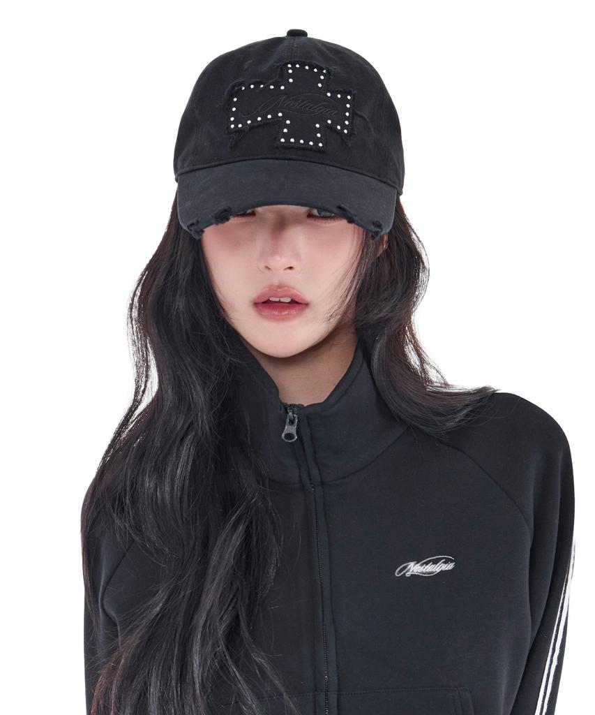 Alkialka Distressed Patch Ball Cap (Black)