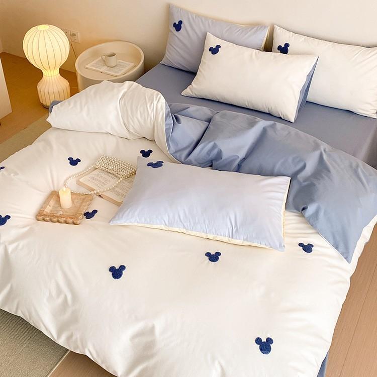 100 % reine Baumwolle Bett Vier-Teile Bettlaken Bettbezug Kissenbezug Hautfreundlich und Atmungsaktiv Vier Jahreszeiten