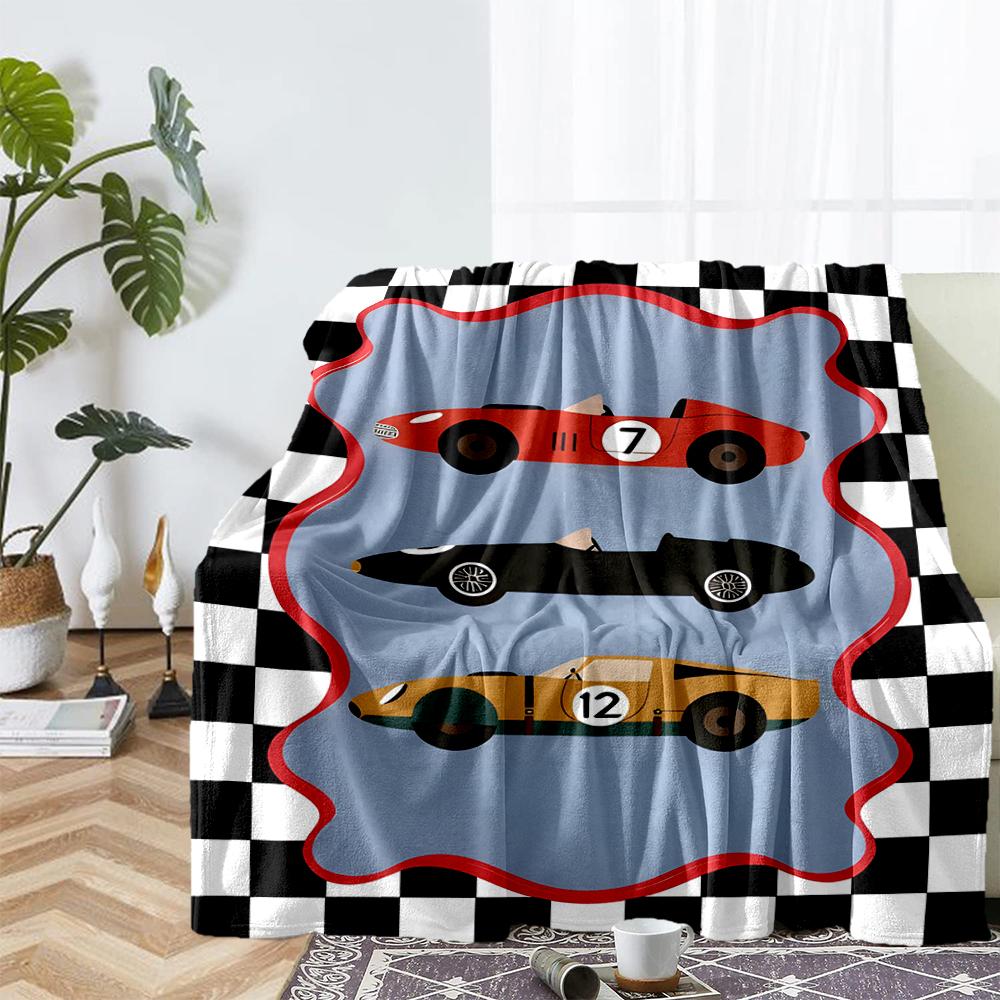 Car Theme Printed Blanket - Perfect for Couch, Bed, Travel & Outdoor Use | Machine Washable, Cozy & Durable.