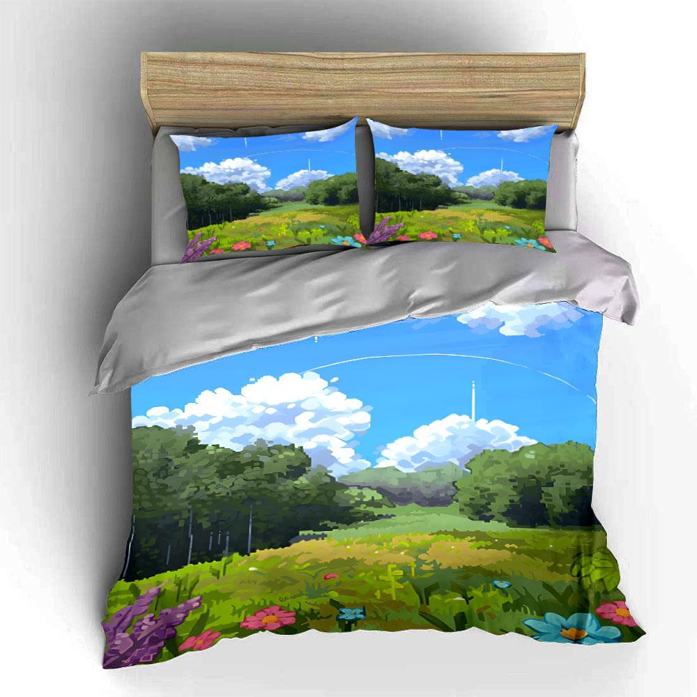 Whimsical Meadow Dreamscape Bedding Sets Duvet Covers Pillowcases(1* Duvet Cover 2* Pillowcases Without Duvet Insert)