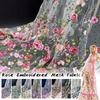 1/2/3 Yard 3D Floral Embroidery Rose Flower Fabric Elegant Tulle Lace Fabric DIY Sewing Bridal Weding Dress Stage Costume Crafts