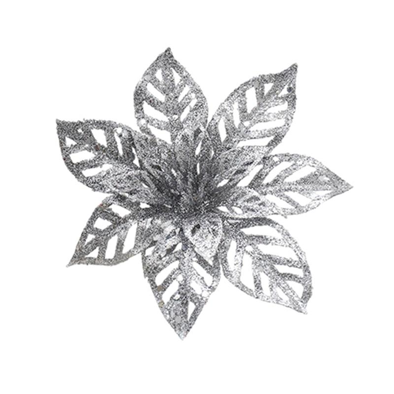 5Pcs Glitter Artifical Flowers Christmas Tree Decoration For Home Decor Fake Flower Xmas Garland Ornaments 2025 New Year Navidad