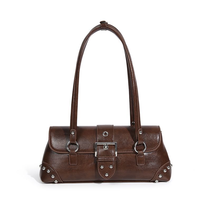 

NBY Original Niche Trendy Retro Stylish Waste Soil Function Underarm Bag 25 New Rivets Heavy Industry Medium and Ancient Small Bag