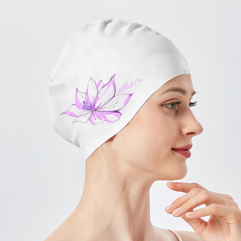 New Silicone Swimming Cap Waterproof and Durable Swim Cap for Long Hair No-slip Swim Cap for Women