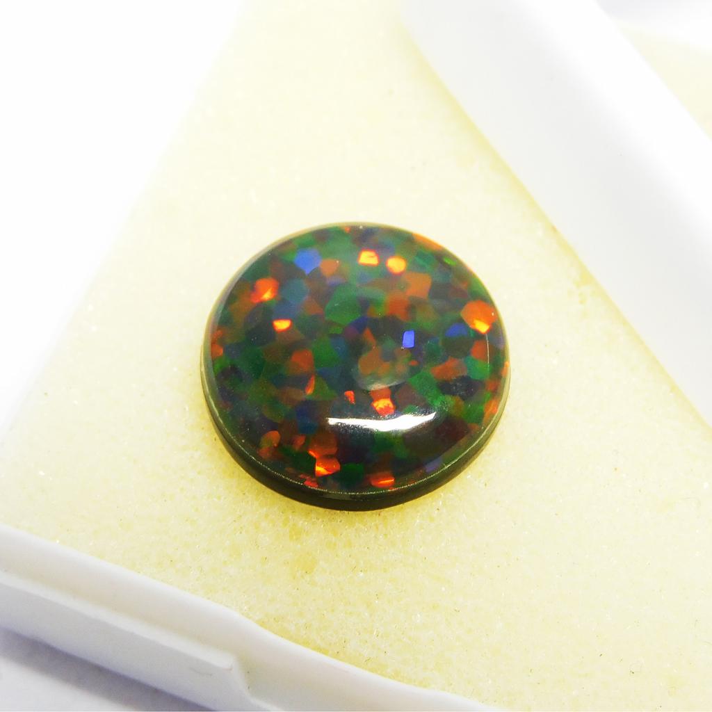 Lab-Created Opal Loose Gemstone Doublet Round Cut 8.40 ct Multi Color for Jewelry Making and Crafts