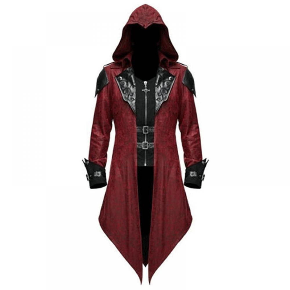Medieval Steampunk Game Assassins Edward Cosplay Costume Streetwear Hooded Jacket Outwear Halloween Party Tailcoat