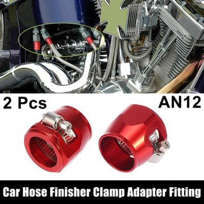 2pcs AN12 Hex Red Car Hose Finisher Flexible Rubber Pipe Clamp for Oil Fuel Tube