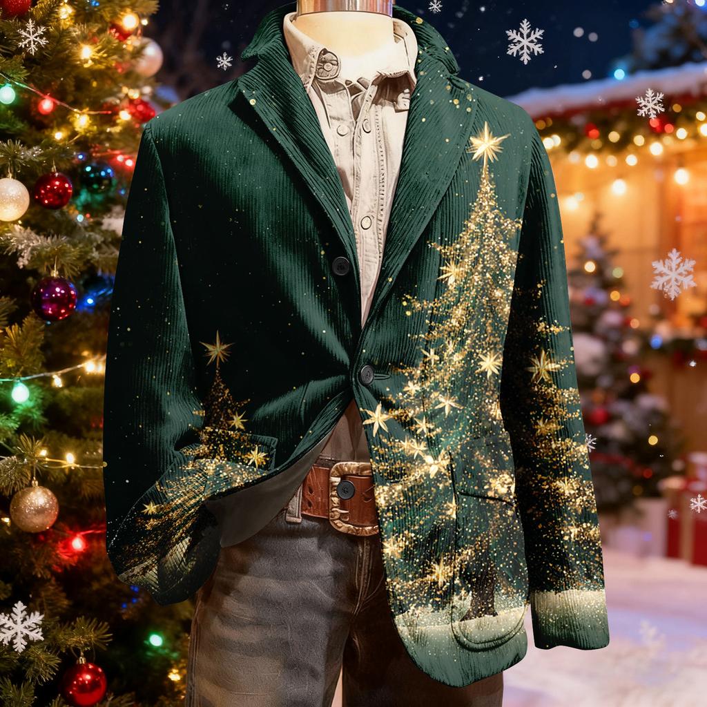 Pánské ošklivé vánoční manšestrové teplé kapsové sako kardigan pánský ležérní oblek