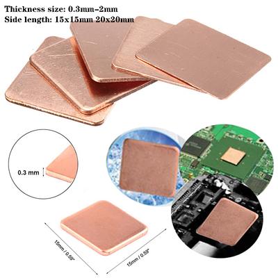 5 Pcs Copper Heatsink, Thickness Heatsink Thermal Pad for Laptop, Chip Cooler, 0.3/0.5/0.8/1.0/1.2/1.5/2mm X 15x15/20x20mm.