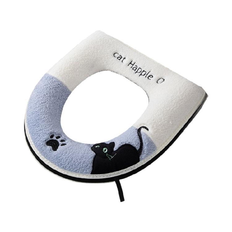 Warm Flannel Toilet Seat Cushion NonSlip Warm Padding Toilet Seat Cover Seat Protector for Home Bathroom Decoration