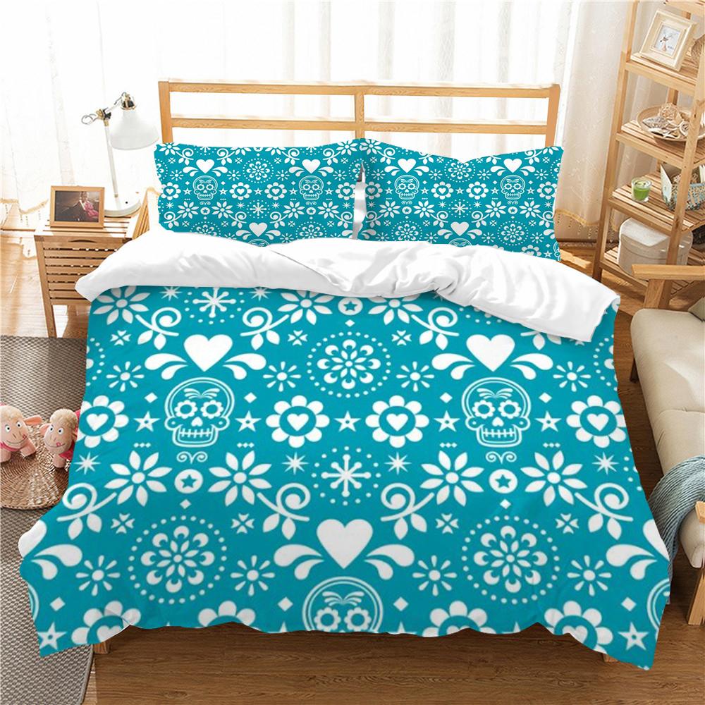 Heimtextilien Totenkopf Druck Bettbezug Totenkopf Muster Bettwäsche Set Cover Design Kissenbezug Highend Mann Bett Set Einzelgröße Bettwäsche