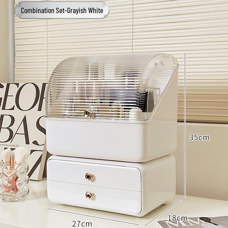 Dustproof Large-Capacity Cosmetic Storage Box for Lipstick & Skincare with Drawers