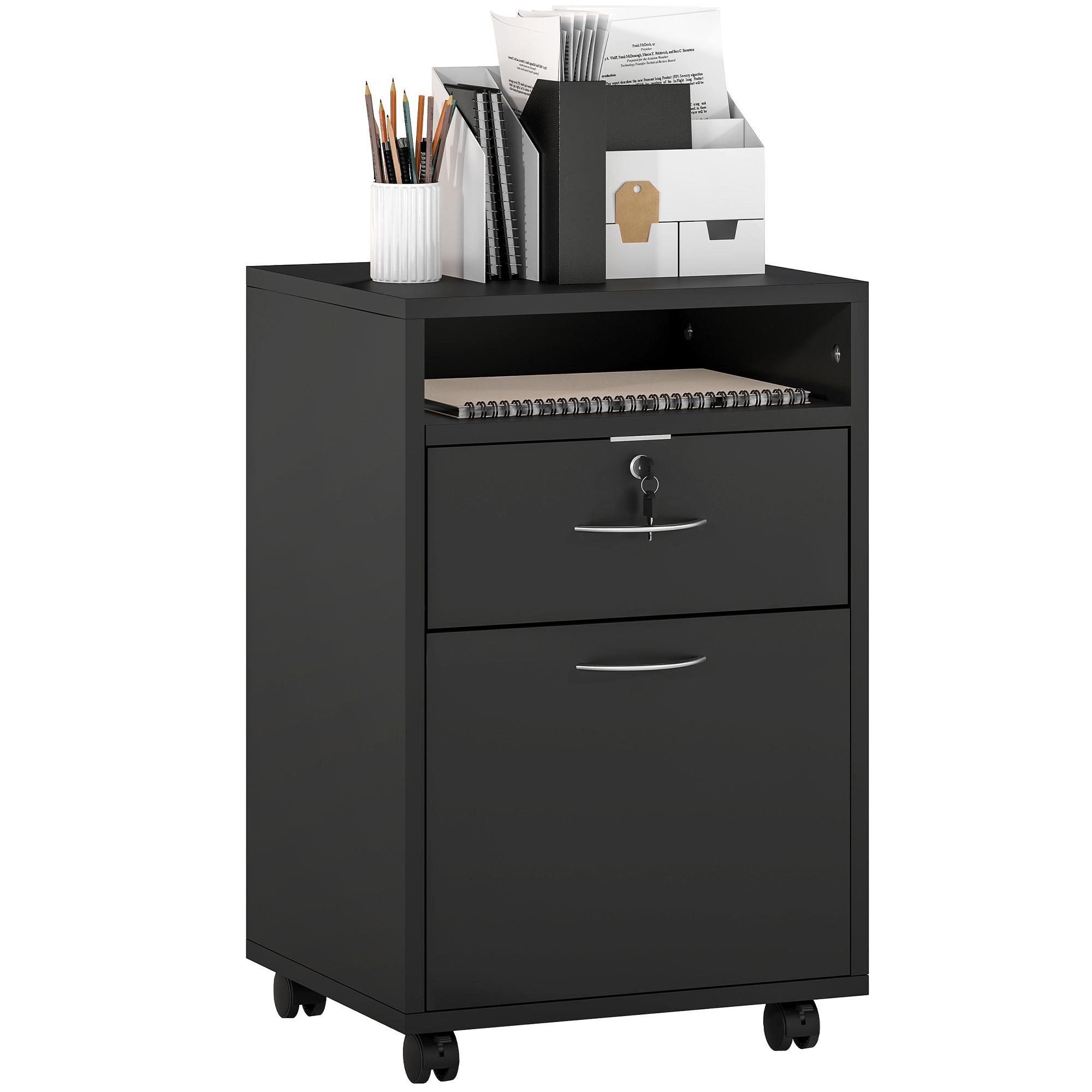 Wooden Office Cabinet with Open Shelf
