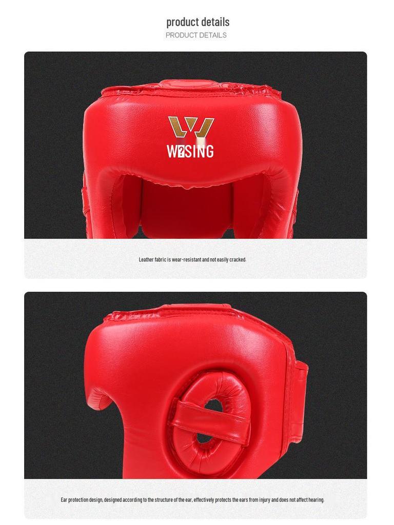 Jiuri Sanda Helmet: Faux Leather Beginners' Head Guard for Boxing and Martial Arts Training