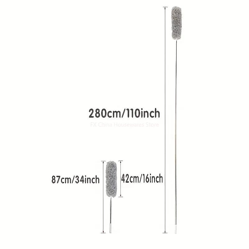 2.8M Extended Chicken Feather Duster Extendable and Curved Ceiling Cleaning Broom Household Electrostatic Dust Collector