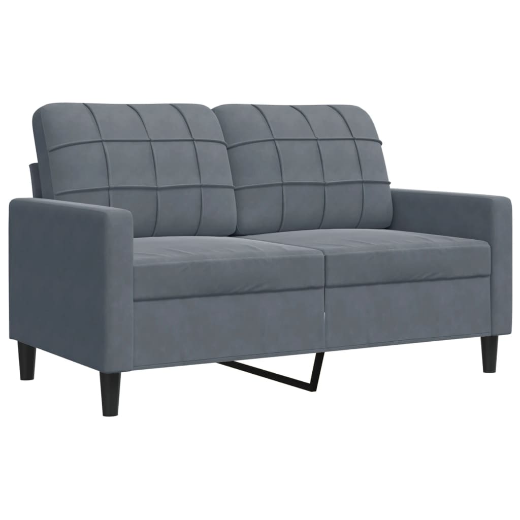 3 Piece Sofa Set with Cushions and Neck Rolls Dark Grey Velvet