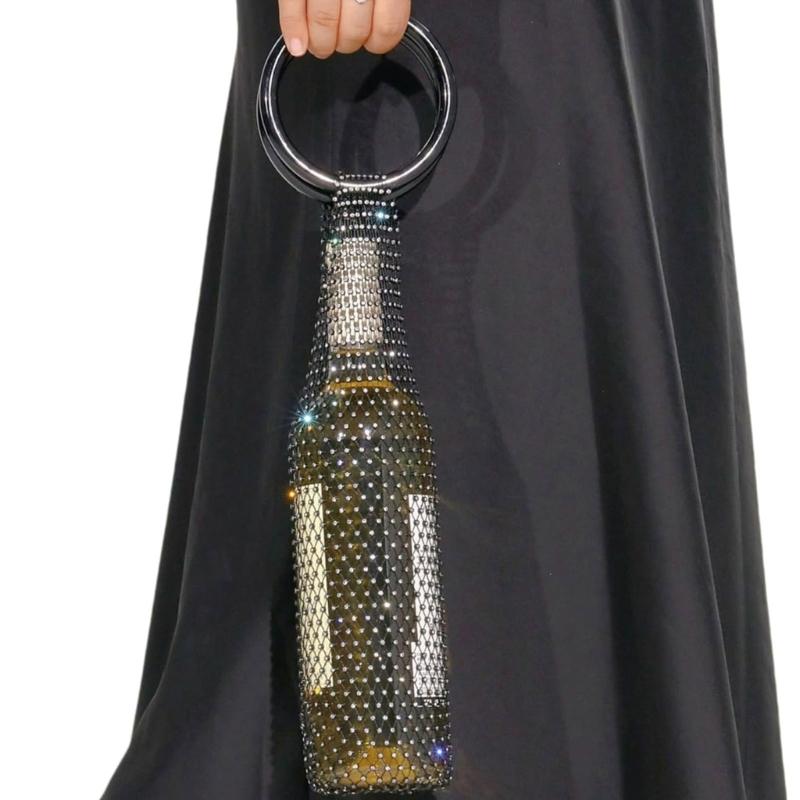 Elegant Glittering Wine Carry Bag for 750ml Bottles and Travel Mugs Featuring Comfortable Handles and Elegant Design
