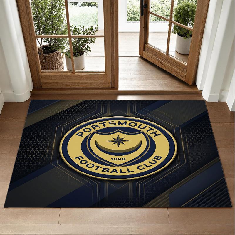 Portsmouth FC Design Kristall-Samt-Teppich Weich Dekorative Matte für Schlafzimmer Eingang