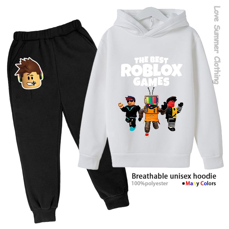 Roblox Chlapecká Mikina Tepláková Souprava Věk 4-14 HD Potisk Podzimní Novinky Pohlaví Tenká Fleecová Mikina Set Ležérní Unisex Tepláková Souprava Polyester