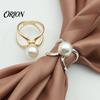 Silver Scarf Clasp 2 Pcs Ring Clip, Faux Pearl Belt Buckles, Metal Clothes Clip Slides Button, Shirt Ties Clips for Women, Dress Clothing Accessories