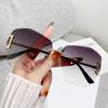Advanced sunscreen sunglasses women's new gradual change of color sunglasses polygonal large frame women's glasses borderless sunglasses
