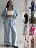 Women's Solid Color Cardigan & Wide-leg Pants Two-piece Set