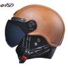 AD Retro Motorcycle Helmets with Harley Visor Leather Helmet for Man Electric Motorbike Vintage Protected Motor Safety Cap