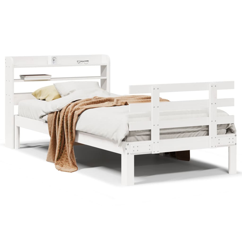 Bed Frame with Headboard Without Mattress White 90x200 Cm