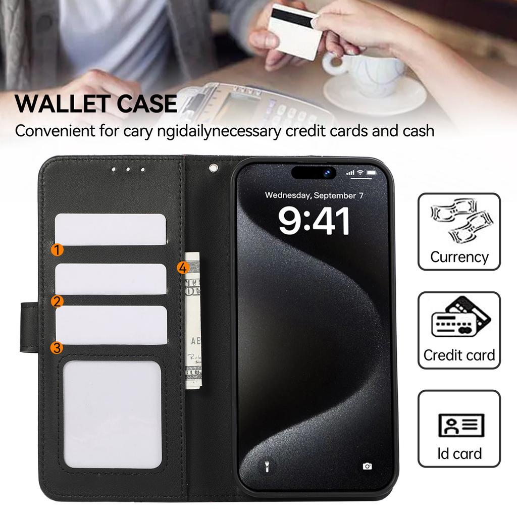 For iPhone 16 Case RFID Blocking Card Slots Leather Stand Phone Cover