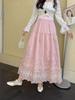 French Fairy Embroidery High-Waist Slim Dress with Cinched A-Line Skirt